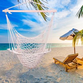 Two Cotton Rope Hanging Chairs In Beige Color (Color: Beige)